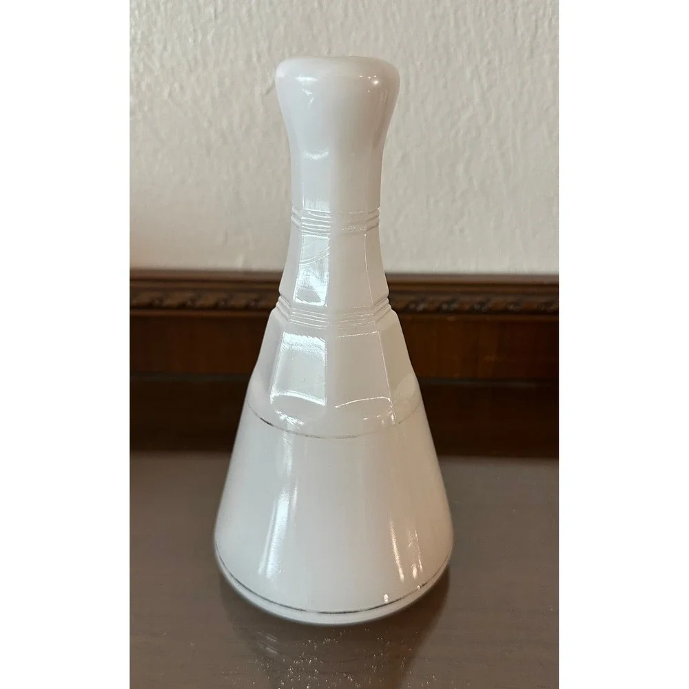 Vintage Milk Glass Witch Hazel Barber Bottle White Paneled Apothecary Decanter